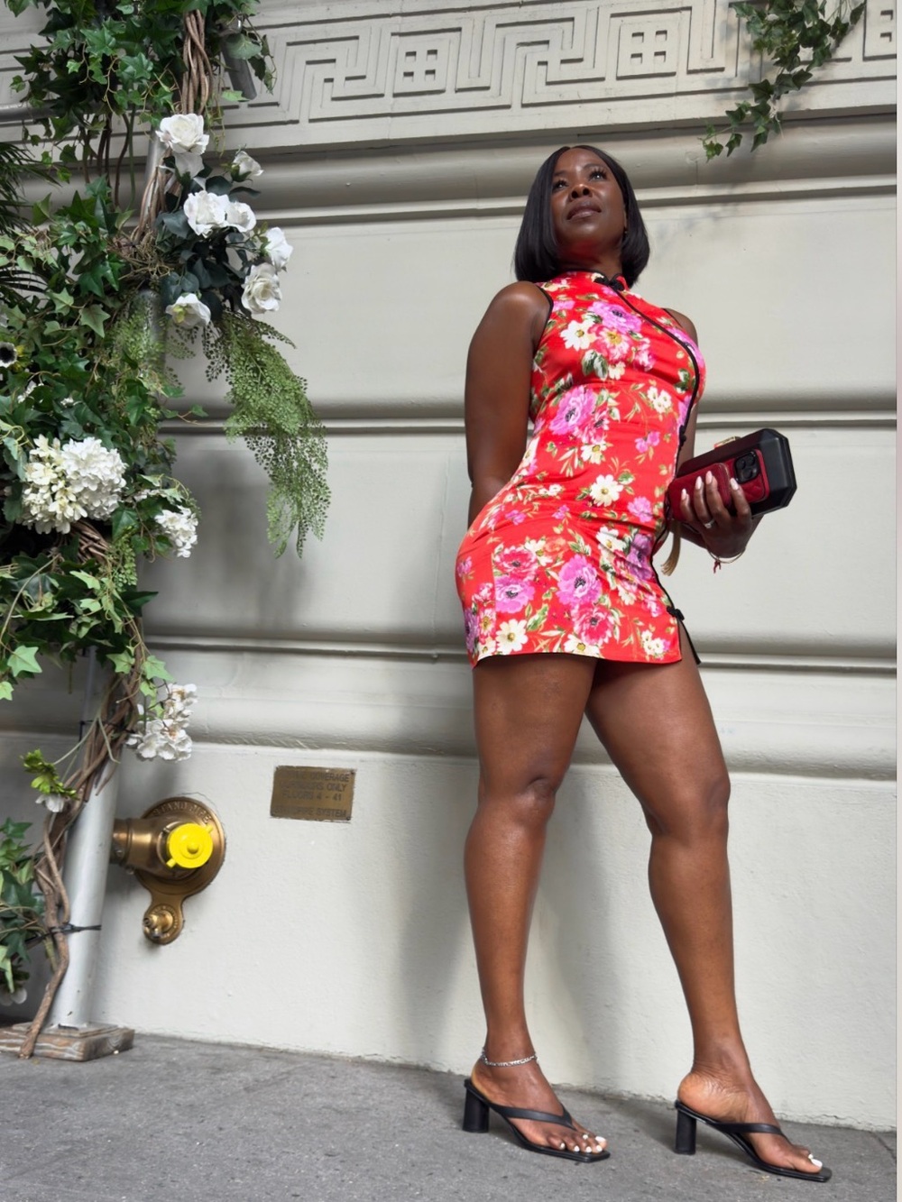 Yumi Kim Red Floral Cutout Mini Dress